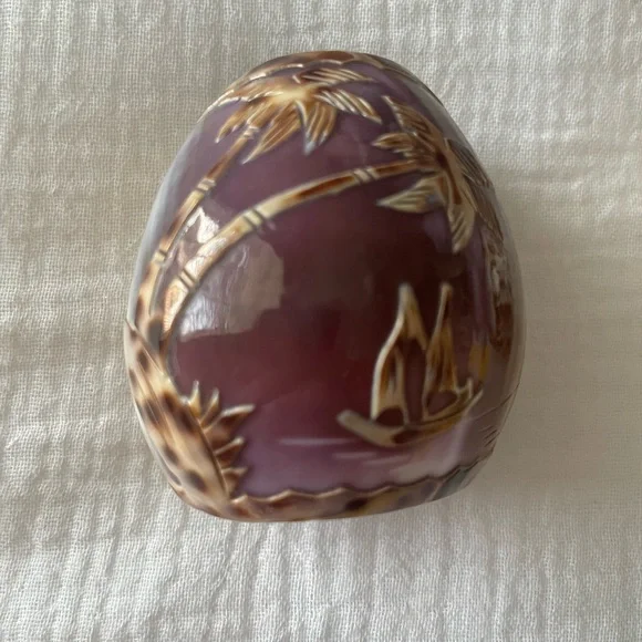 Unique Tiger Cowrie set of 4 napkin rings Palms, seahorse, dolphin and bird - Picture 6 of 11